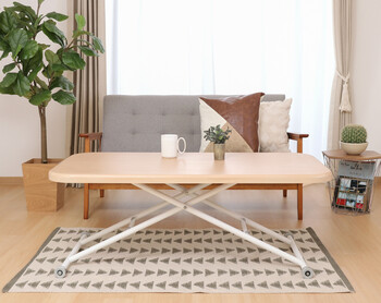 ガス昇降式テーブル ワイドタイプ 幅120cm ナチュラル ブラウン 送料無料-3