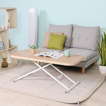 ガス昇降式テーブル ワイドタイプ 幅120cm ナチュラル ブラウン 送料無料-4