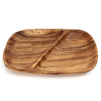 アカシア レクタングルトレー 2仕切り付き 2個セット 送料無料-1