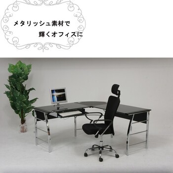 ガラスPCデスク L型 CT-1040 2色展開 送料無料-8