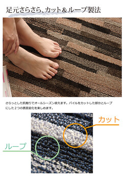 ラグ 日本製ラグ 約190×190cmブルー カーペット 抗菌 防臭 防ダニ タフト 国産 マットーネ 送料無料-2