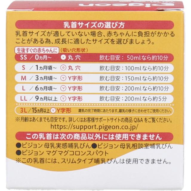 ピジョン 母乳実感乳首 0ヵ月から SSサイズ 丸穴 1個入 3セット 送料無料-2