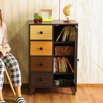 ウッドグラデーション キャビネット 引き出し4杯 送料無料-5