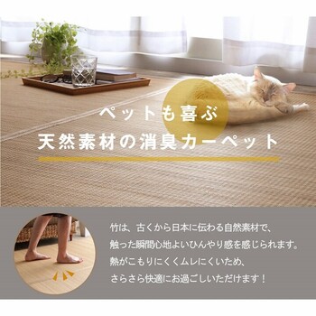 ラグ 竹 ラグ カーペット 約348×352cm　裏地付き 天然素材 丈夫 抗菌防臭 消臭 お手入れ 簡単 ヨーク 竹 送料無料-0