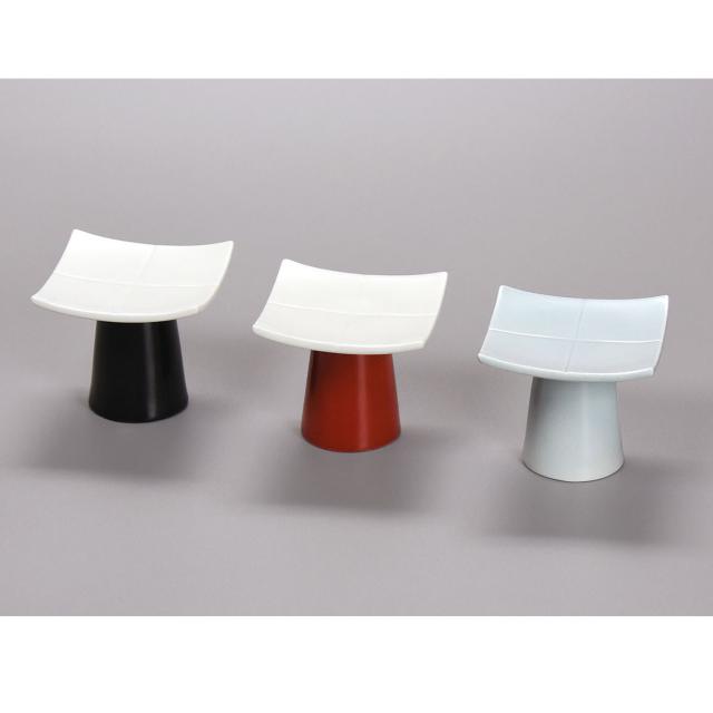 和食器 角型高台珍味皿 脚黒 脚赤 青磁 3セット 送料無料-4