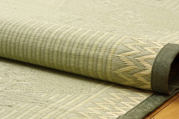 カーペット 純国産 イ草花ござカーペット 約174×174cm 扇 送料無料-6