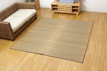 ラグ 日本製 純国産 い草ラグカーペット 約191×191cm Fバリアス 裏 ウレタン ブラウン 送料無料-6