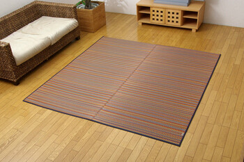 ラグ 日本製 純国産 い草ラグカーペット 約191×191cm Fバリアス 裏 ウレタン ブラウン 送料無料-7