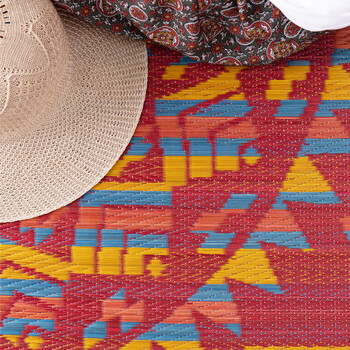 ラグ アステカ柄 い草センターラグ 裏貼有 アステカ 直径約180cm 送料無料-3