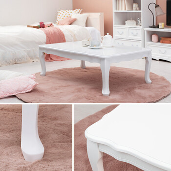 折れ脚テーブル 幅100cm 猫脚 MT-7031 ホワイト 送料無料-1