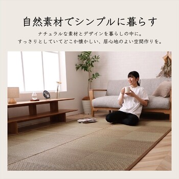 カーペット ござ 江戸間3畳(約174×261cm) 日本製 国産 敷詰 ラグ 敷物 い草 消臭 抗菌防臭 滑り止め 防炎 市松 DXノア 送料無料-0