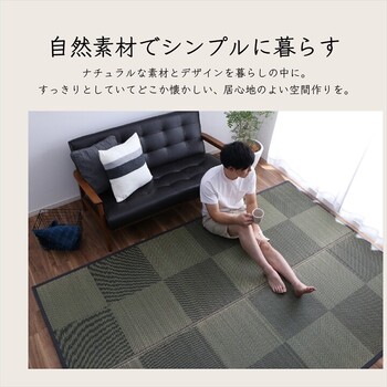 カーペット ござ 江戸間3畳(約174×261cm) 日本製 国産 敷詰 ラグ 敷物 ナチュラルスタイル い草 消臭 抗菌防臭 防炎 市松 ノア 送料無料-0