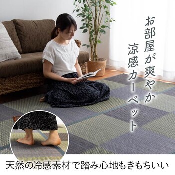ラグ い草ラグ 花ござ 本間8畳（約382×382cm） カーペット ラグ 格子柄 市松柄 DXピーア 送料無料-0