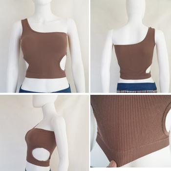 タンクトップ へそ出し ワンショルダー 送料無料 即日発送-4