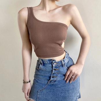 タンクトップ へそ出し ワンショルダー 送料無料 即日発送-8