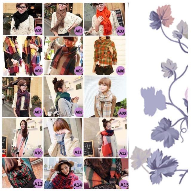 マフラー チェック大判男女兼用スカーフマフラー 15柄 送料無料 即日発送-1