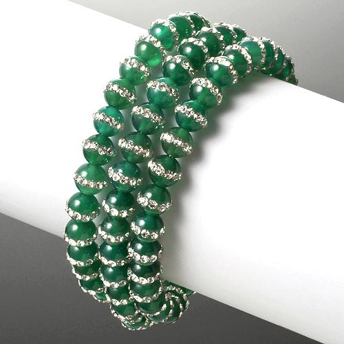 きらきらグリーンめのう３連ブレス ラッキー 幸せカード付き 送料無料-1