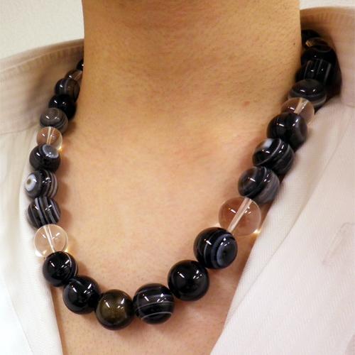 大粒 天眼石メンズネックレス 送料無料-1