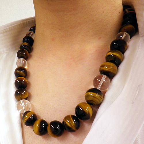 大粒タイガーアイ メンズネックレス 送料無料-1