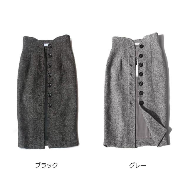 タイトスカート ひざ丈 ハイウエスト ツイード ミモレ丈 送料無料 即日発送-1