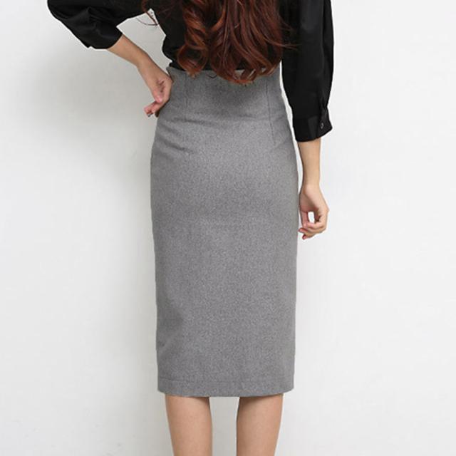 タイトスカート ひざ丈 ハイウエスト ツイード ミモレ丈 送料無料 即日発送-6