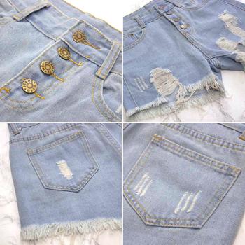 デニム ショートパンツ ハイウエストダメージ ジーンズ 送料無料 即日発送-9