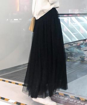 チュールスカート ロング ボリューム マキシスカート プリーツスカート ウエストゴム 送料無料 即日発送-4