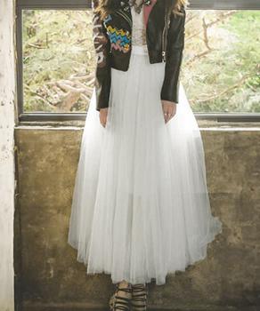 チュールスカート ロング ボリューム マキシスカート プリーツスカート ウエストゴム 送料無料 即日発送-5