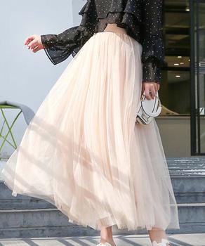 チュールスカート ロング ボリューム マキシスカート プリーツスカート ウエストゴム 送料無料 即日発送-6