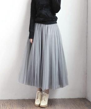 チュールスカート ロング ボリューム マキシスカート プリーツスカート ウエストゴム 送料無料 即日発送-7