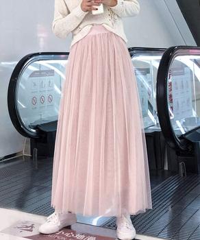 チュールスカート ロング ボリューム マキシスカート プリーツスカート ウエストゴム 送料無料 即日発送-8