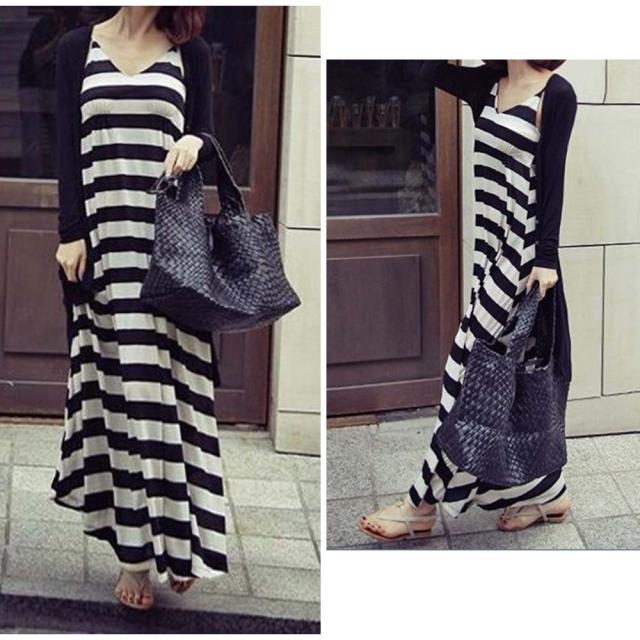 ワンピース モーダルワンピース ボーダー柄 無地 キャミワンピ 大きいサイズ フレア ワンピース 送料無料 即日発送-4