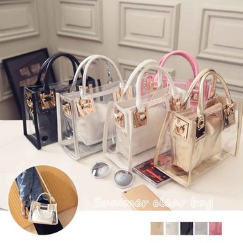 ショルダーバッグ トートバッグ ショルダーバッグ クリアバッグ プールバッグ 透明 送料無料 即日発送-0