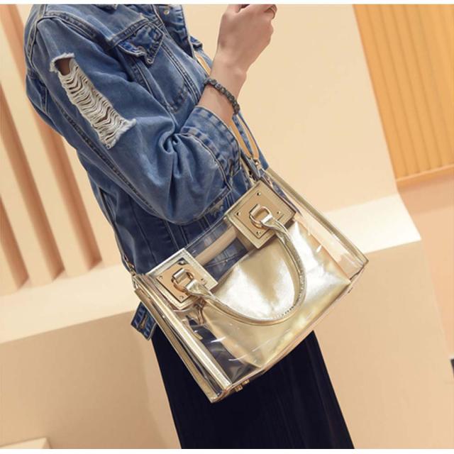 ショルダーバッグ トートバッグ ショルダーバッグ クリアバッグ プールバッグ 透明 送料無料 即日発送-3