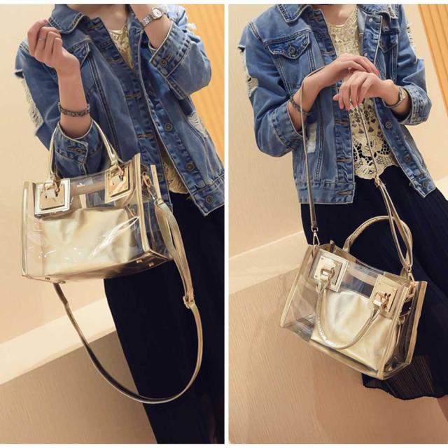 ショルダーバッグ トートバッグ ショルダーバッグ クリアバッグ プールバッグ 透明 送料無料 即日発送-4