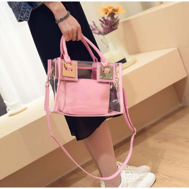 ショルダーバッグ トートバッグ ショルダーバッグ クリアバッグ プールバッグ 透明 送料無料 即日発送-7