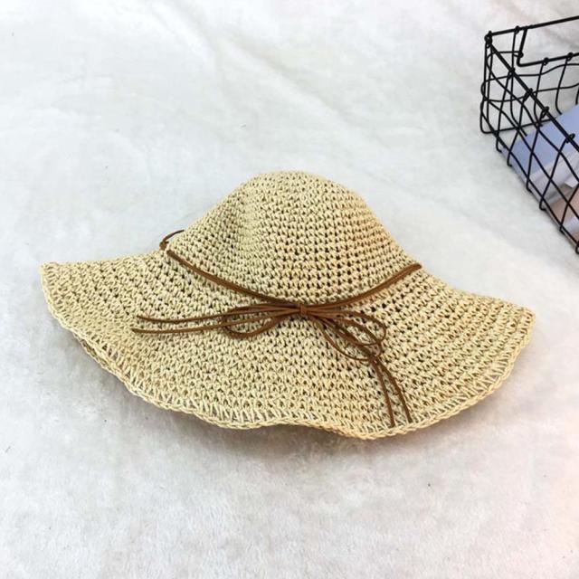 麦わら帽子 折たたみ つば広 ハット UVカット 細リボン 送料無料 即日発送-9