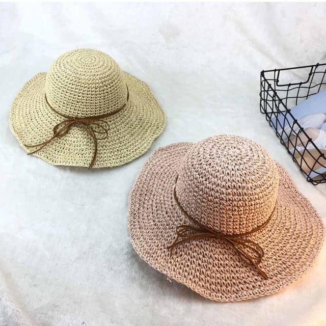 麦わら帽子 折たたみ つば広 ハット UVカット 細リボン 送料無料 即日発送-3