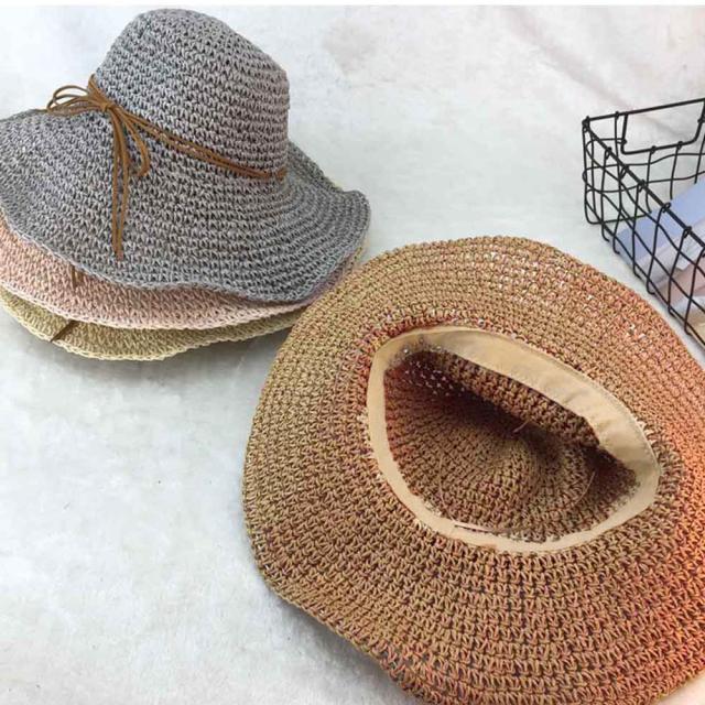 麦わら帽子 折たたみ つば広 ハット UVカット 細リボン 送料無料 即日発送-4