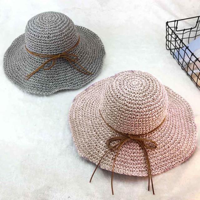 麦わら帽子 折たたみ つば広 ハット UVカット 細リボン 送料無料 即日発送-5