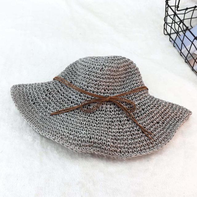 麦わら帽子 折たたみ つば広 ハット UVカット 細リボン 送料無料 即日発送-8