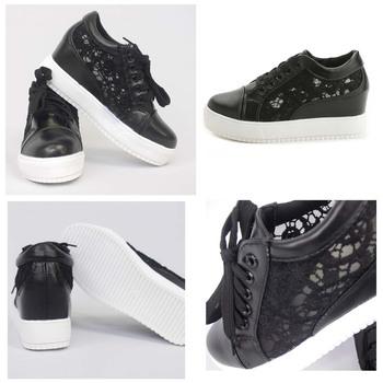 スニーカー レースシースルー切り替え シューズ 厚底 靴 痛くない 送料無料 即日発送-2