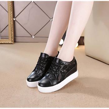 スニーカー レースシースルー切り替え シューズ 厚底 靴 痛くない 送料無料 即日発送-3