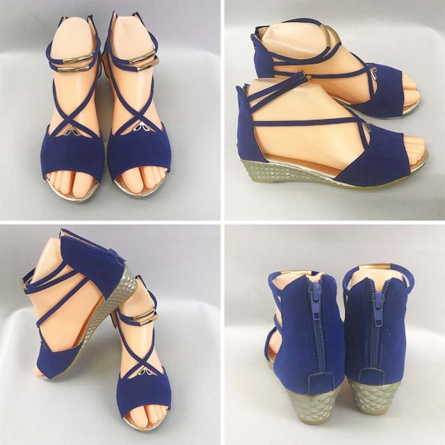 サンダル 歩きやすい ウェッジソール バックファスナー ローヒール 送料無料 即日発送-9