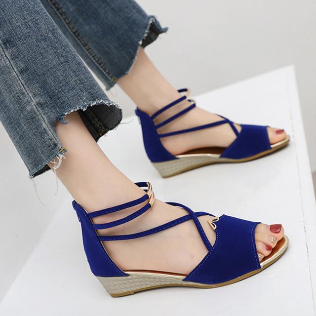 サンダル 歩きやすい ウェッジソール バックファスナー ローヒール 送料無料 即日発送-7