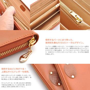 長財布ラウンドファスナーレディース長財布 ブラウニーオイルドレザー（牛革 送料無料-2