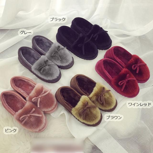 ムートン パンプス ボア パンプス ぺたんこ パンプス 送料無料 即日発送-1