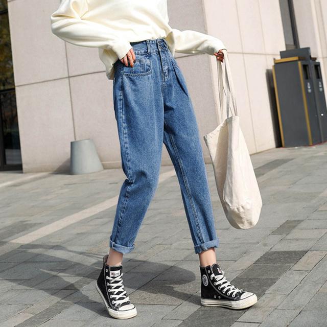 ボーイフレンドデニム きれいめ ロールアップデニムパンツ レディース ゆったり 送料無料 即日発送-5