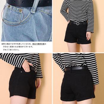 ハイウエスト デニムショートパンツ レディース 夏 ベルト付き ショーパン ロールアップ 送料無料 即日発送-9
