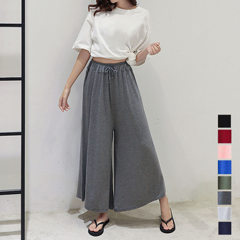 ワイドパンツ ガウチョパンツ スカーチョ ゆったり パンツ ウエストゴム 送料無料 即日発送-0